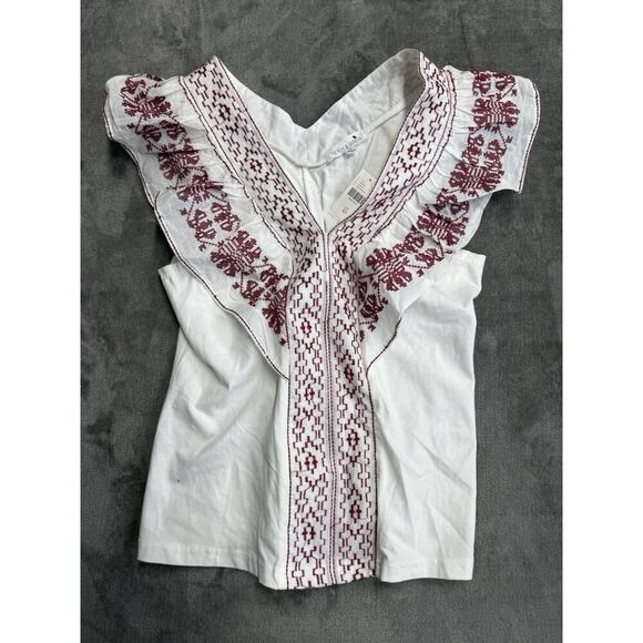 NWT Anthropologie Reathβ& Wren Embroidered Tank Top XS White/Red - Picture 4 of 11